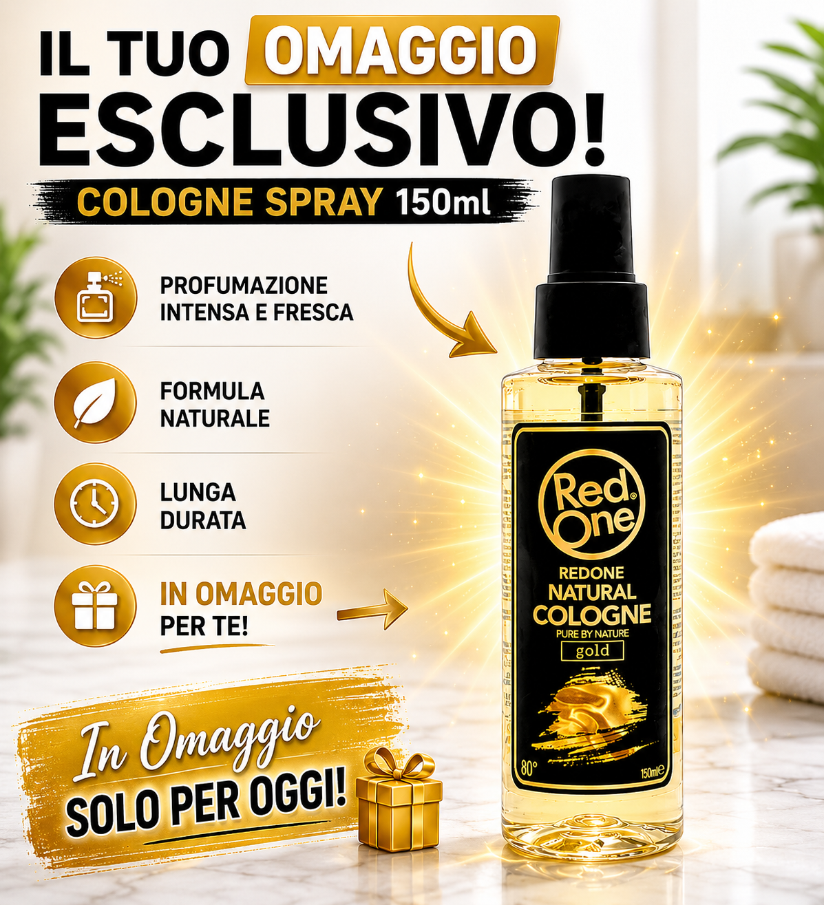 Set Barba Professionale Redone Gold - Gel Rasatura 1000ml + Dopobarba Crema  + Dopobarba Cologne Spray ( Omaggio)