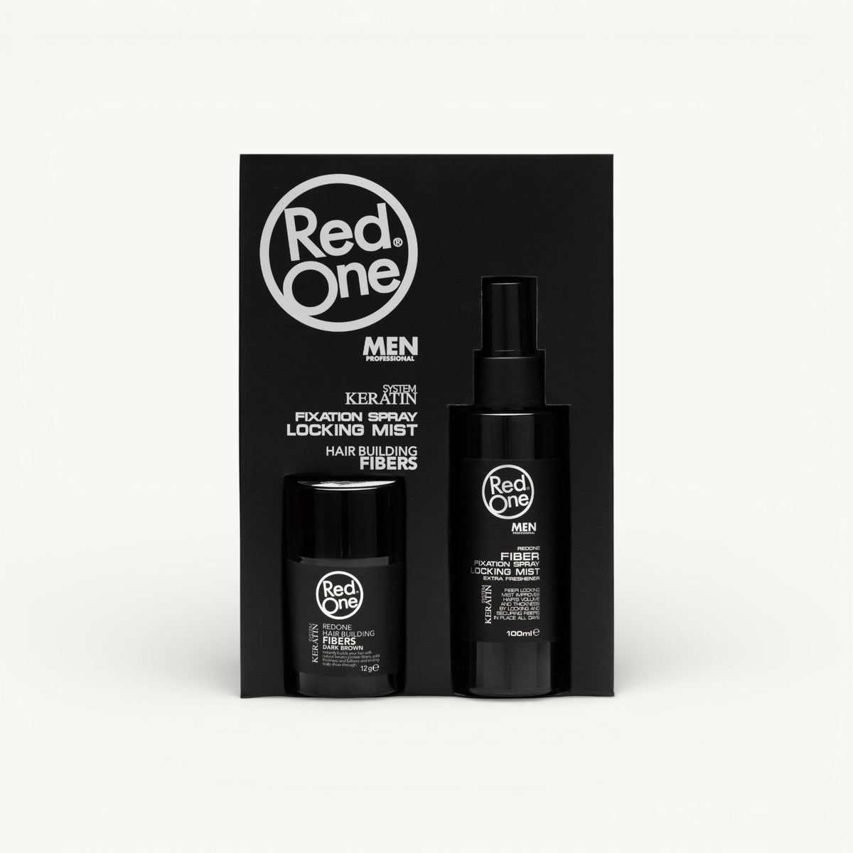 Set fibre di cheratina RedOne castano scuro con spray fissante